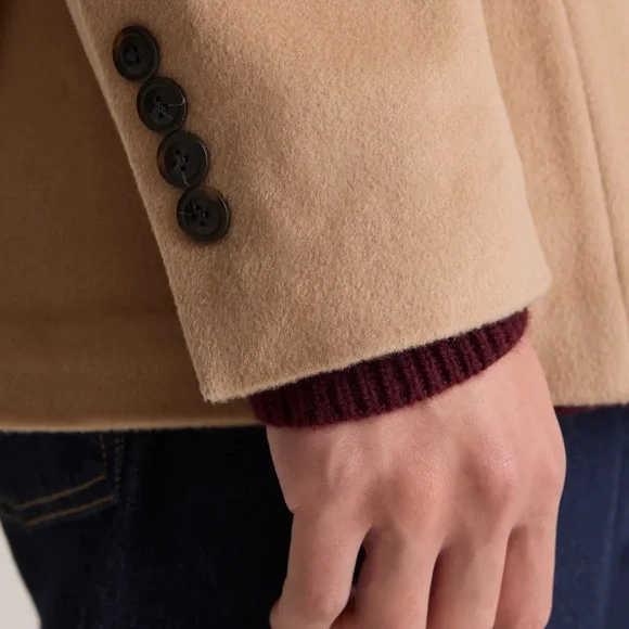 New! Quince 100% Mongolian Cashmere Camel Blazer Sz XXL - Picture 4 of 10